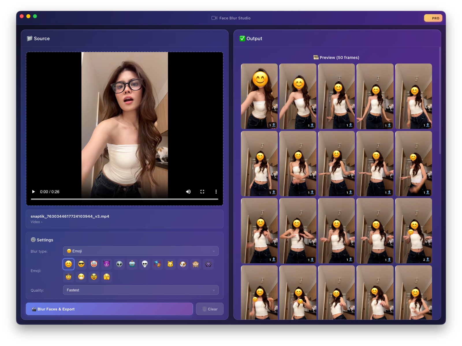 Emoji mode covering faces