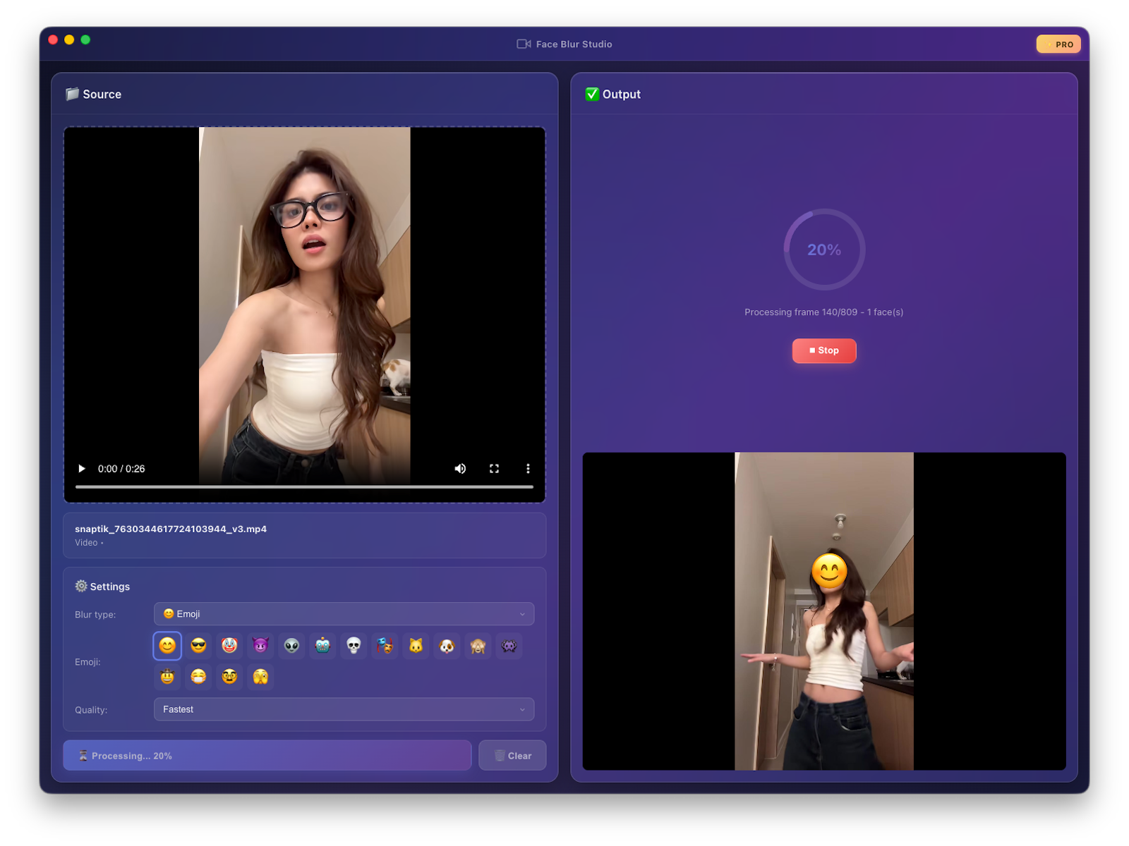 Video processing progress